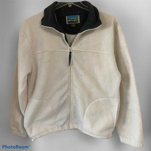 Vintage Roundy Ridge Clothing Mens Fleece Ivory Jacket Sz Med Medium Full Zip